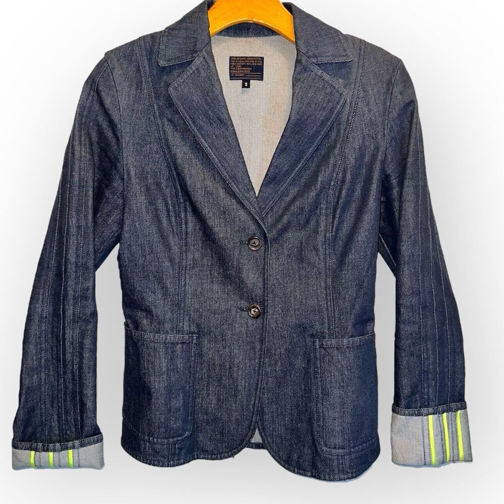 DKNY Womens Denim Jacket Selvedge Hi-Vis Trim Urban Denim Office Wear
